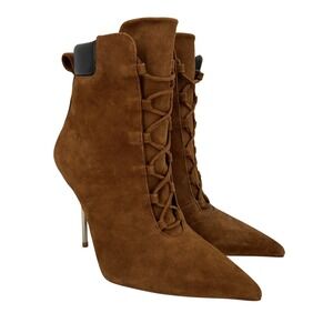 Good American Boots Womens Size 6.5 Brown Suede Ankle‎ Stiletto Spain Booties